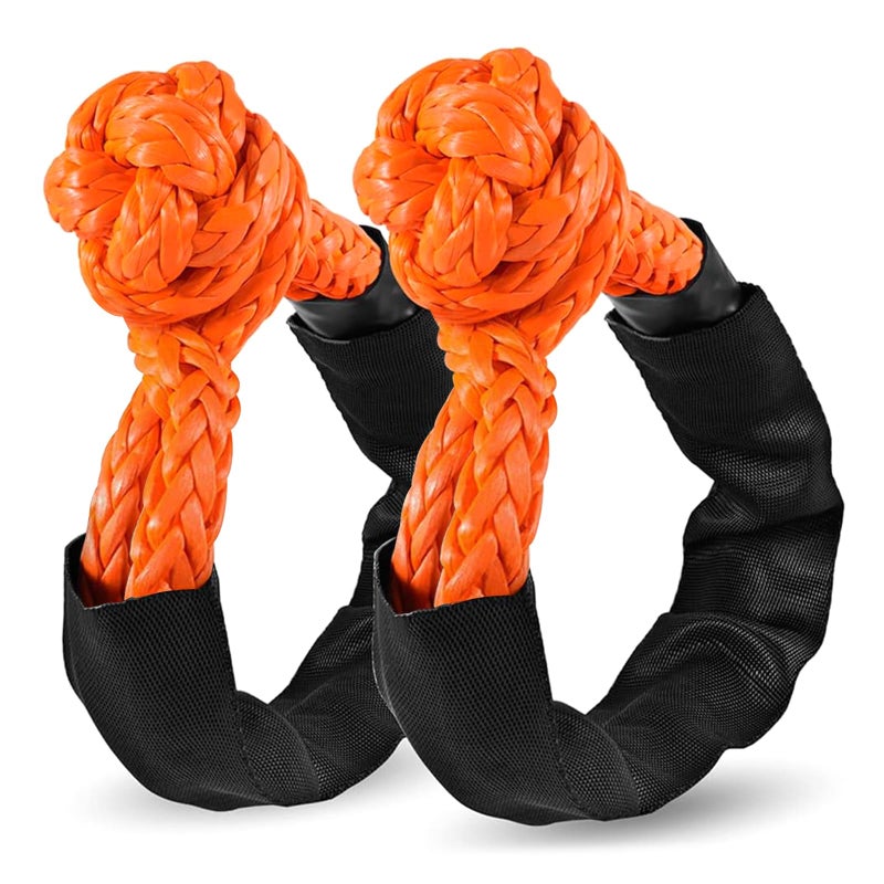 ZAMLIE 2 Pack Orange Soft Shackles 57,000 LBS Breaking Strength 1/2 inch X 22 inch with Protective Sleeve for Off-Road Sailing Trucks 4x4 UTV Synthetic Road Recovery Rope Soft Shackle for Recovery - Image 1